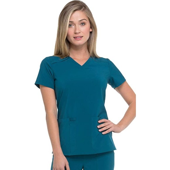 Dickies EDS Essentials Scrub Top V-Neck Women FourWay Stretch Moisture Wicking S - Picture 1 of 5